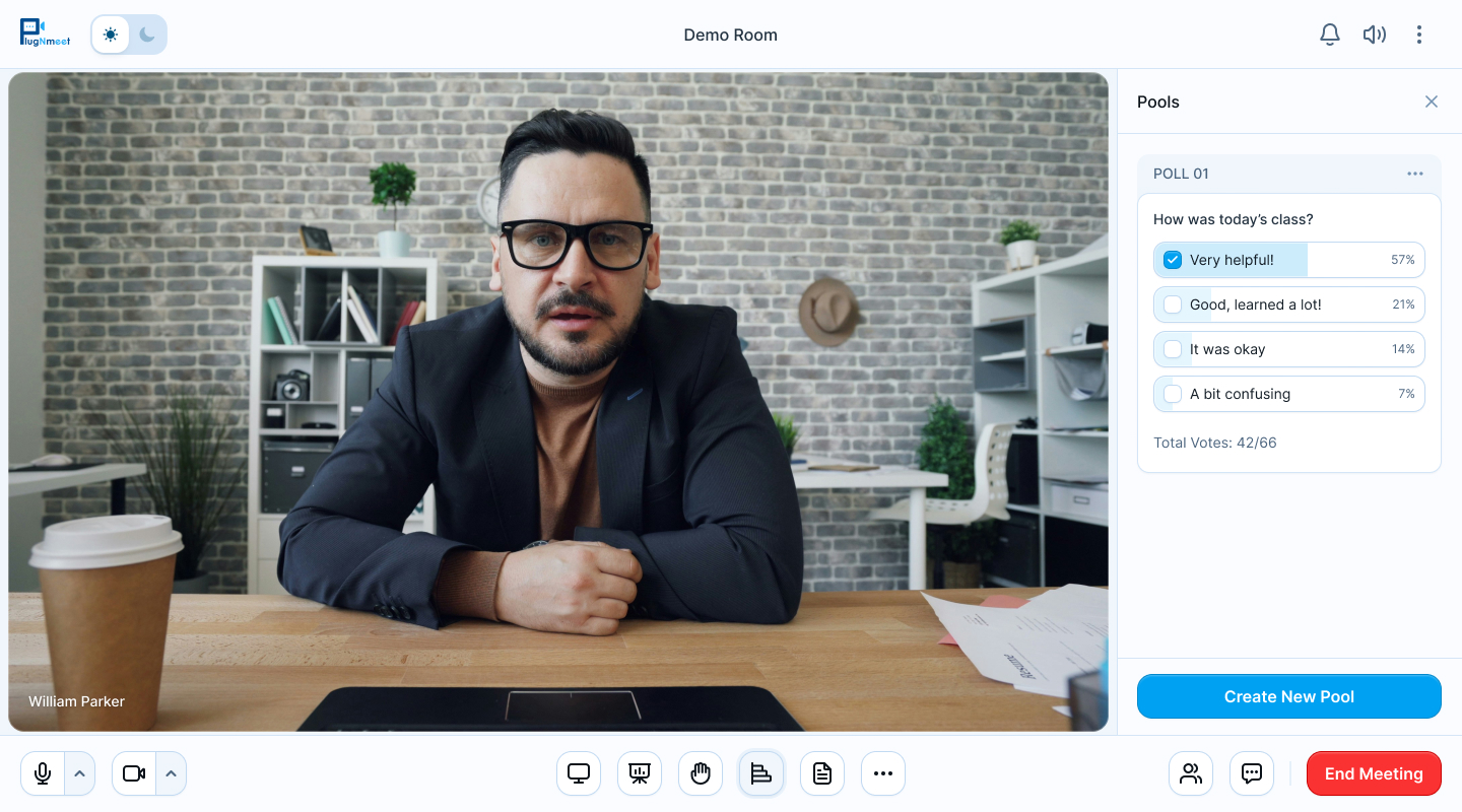 plugNmeet video conference with Poll feature